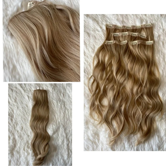20 Inch Clip In Medium Blonde  Curly Long Hair Extensions For Thick piec… - Picture 1 of 11